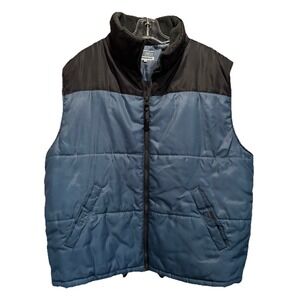 Southern Mannermode Puffer Vest Mens Blue/Blk Zip Up Size XXL Pockets Cord/Toggl